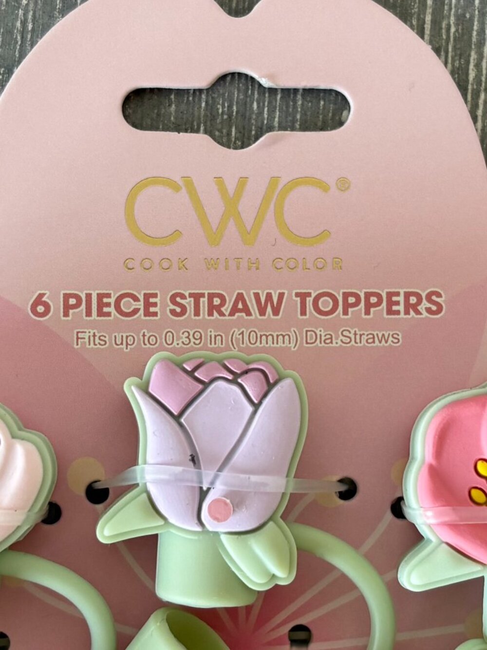 NWT - CWC Cook With Color 6 pc Flower Petal Straw Toppers - Picture 4 of 7